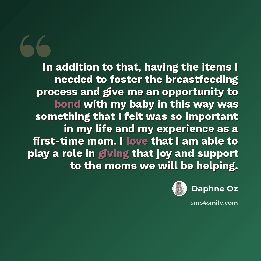 “In addition to that, having the items I needed to foster the breastfeeding process and give me an opportunity to bond with my baby in this way was something that I felt was so important in my life and my experience as a first-time mom. I love that I am able to play a role in giving that joy and…” quote by Daphne Oz