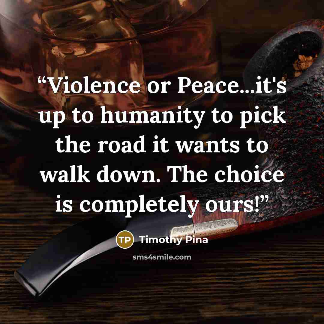 “Violence or Peace...it's up to humanity to pick the road it wants to walk down. The choice is completely ours!” quote by Timothy Pina