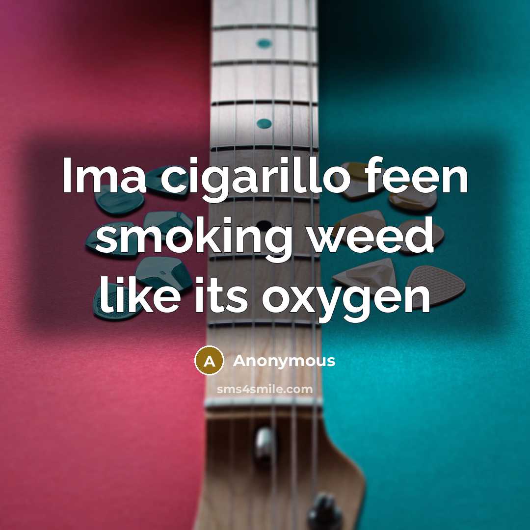 “Ima cigarillo feen smoking weed like its oxygen” quote by Anonymous