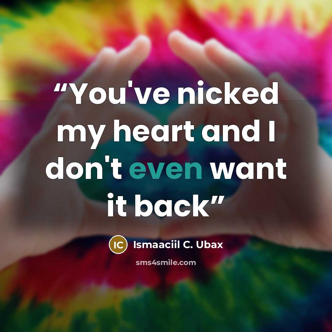“You've nicked my heart and I don't even want it back” quote by Ismaaciil C. Ubax