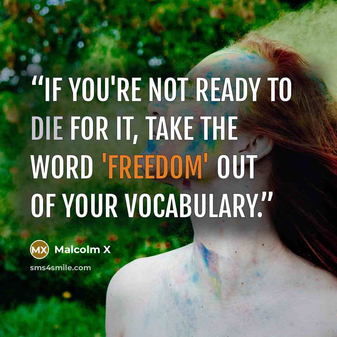 “If you're not ready to die for it, take the word 'freedom' out of your vocabulary.” quote by Malcolm X
