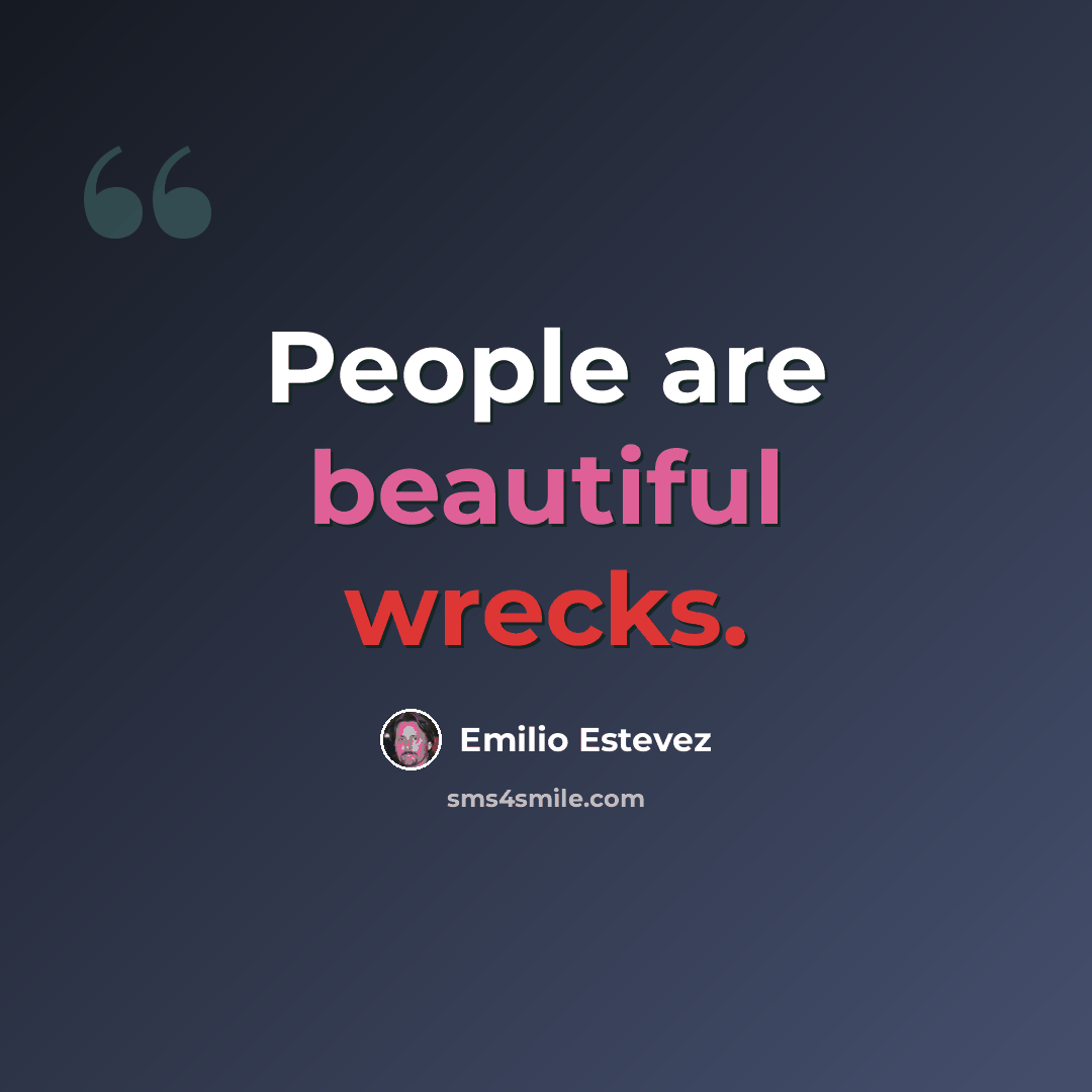 “People are beautiful wrecks.” quote by Emilio Estevez