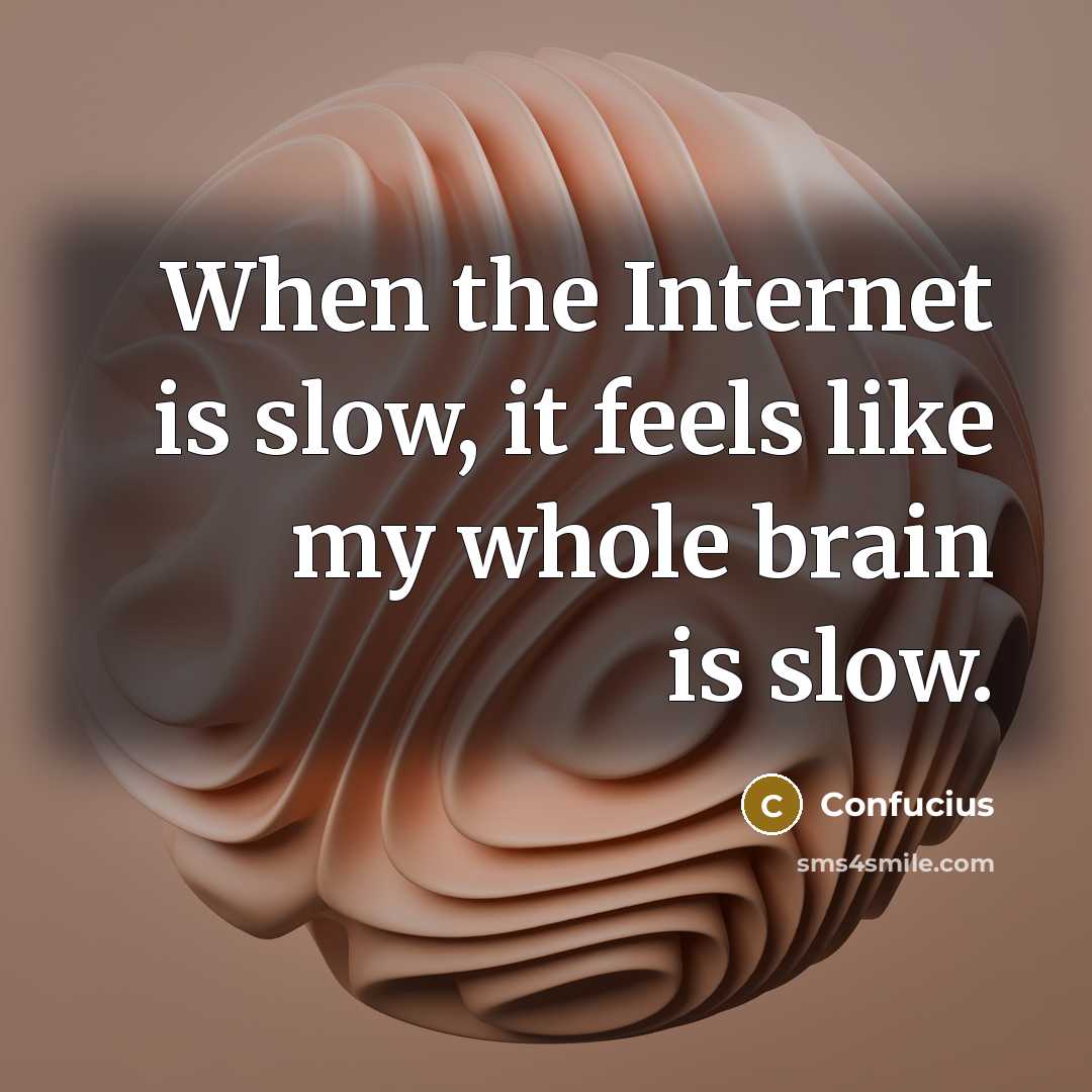 “When the Internet is slow, it feels like my whole brain is slow.” quote by Confucius