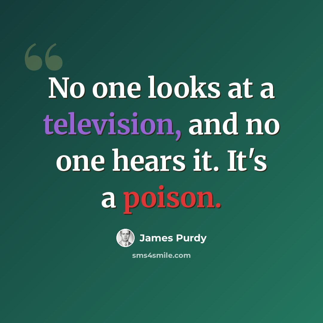“No one looks at a television, and no one hears it. It's a poison.” quote by James Purdy