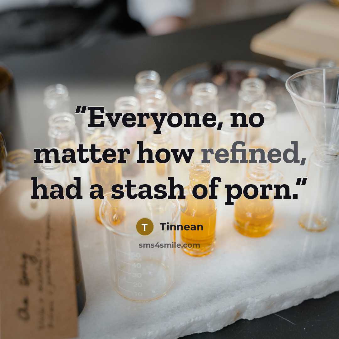 “Everyone, no matter how refined, had a stash of porn.” quote by Tinnean