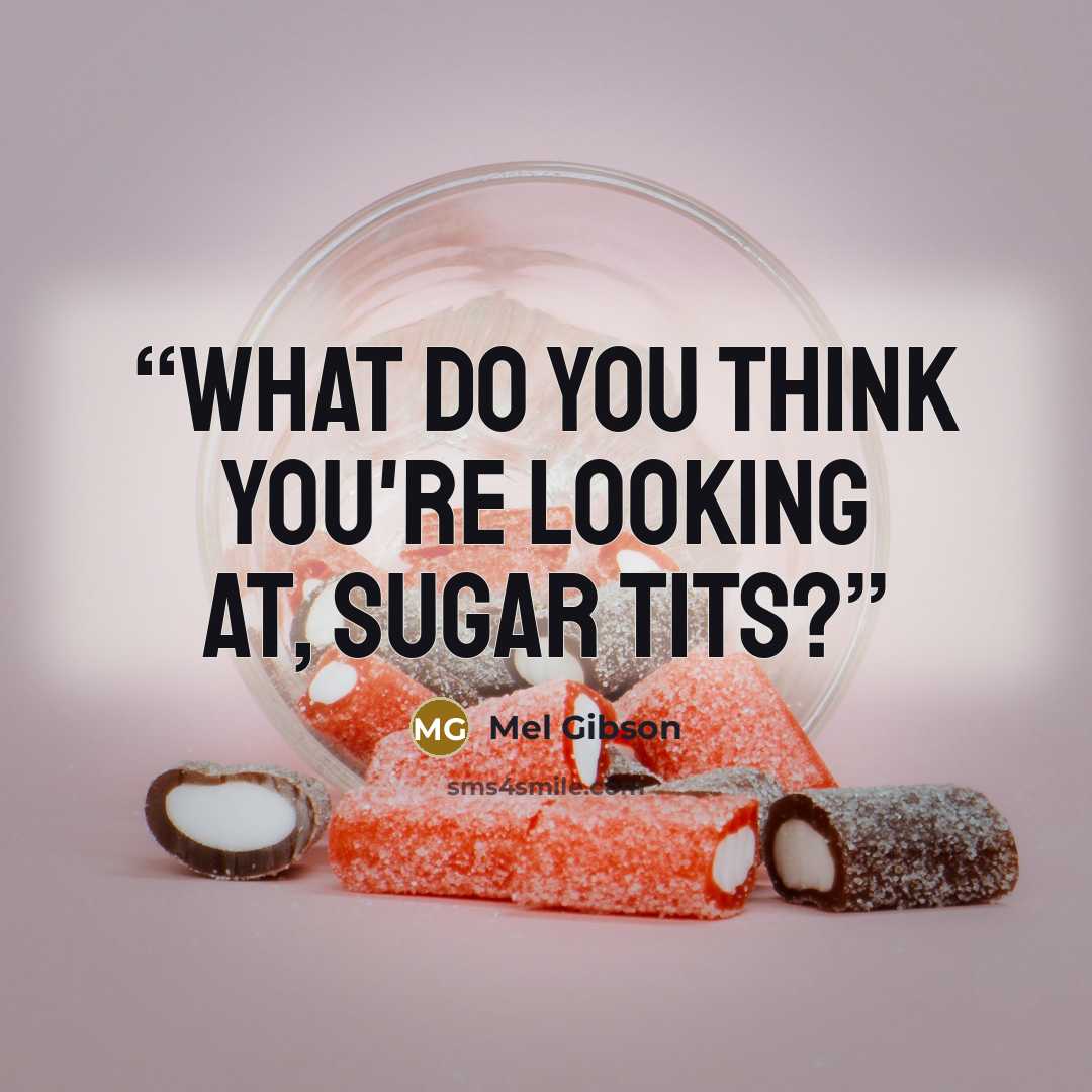 “What do you think you're looking at, sugar tits?” quote by Mel Gibson