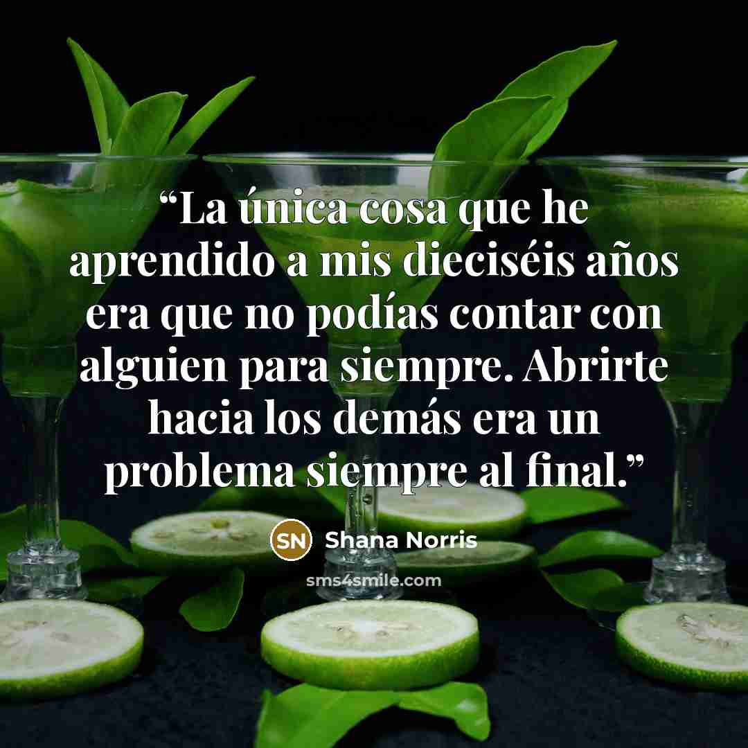 “La única cosa que he aprendido a mis dieciséis años era que no podías contar con alguien para siempre. Abrirte hacia los demás era un problema siempre al final.” quote by Shana Norris