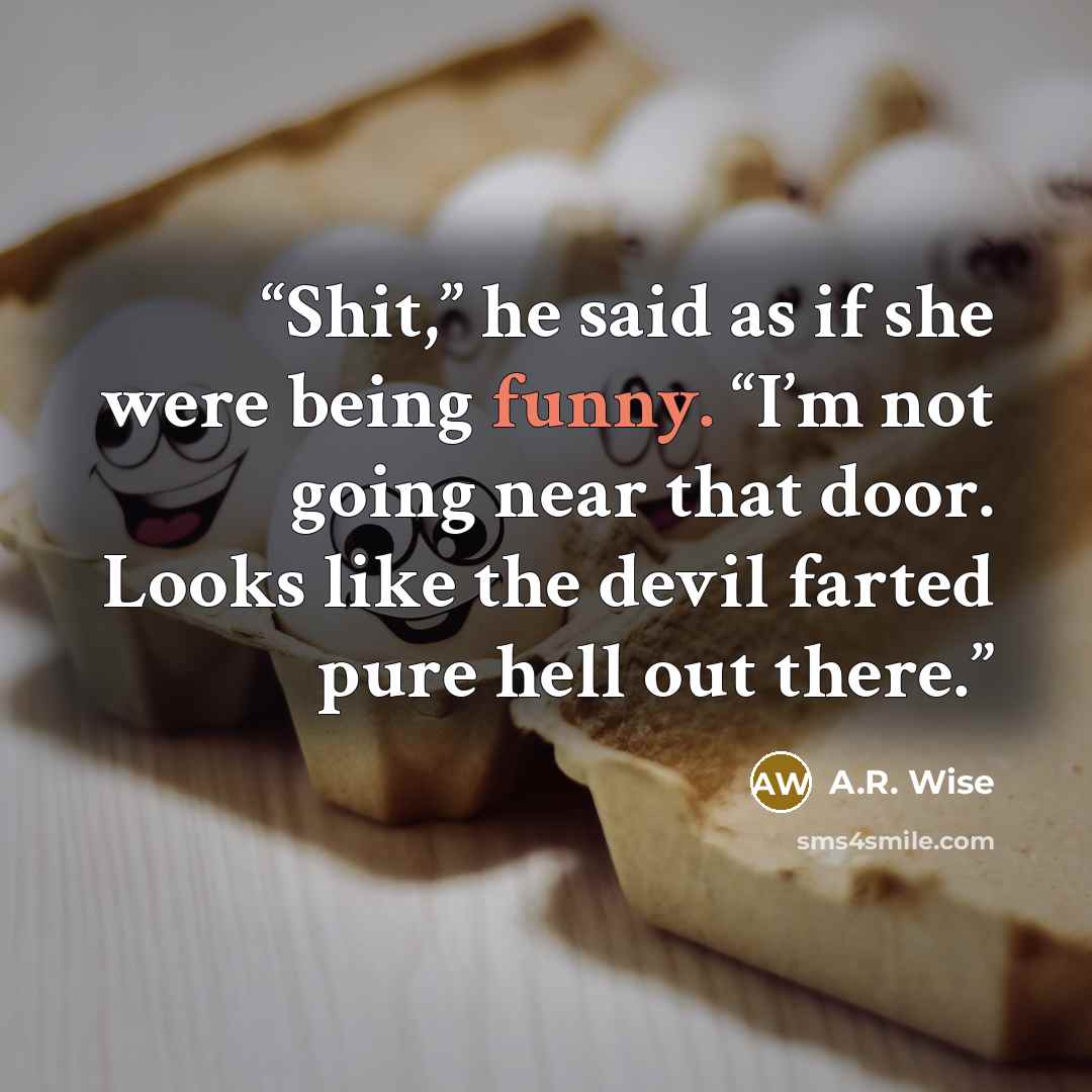 “Shit,” he said as if she were being funny. “I’m not going near that door. Looks like the devil farted pure hell out there.” quote by A.R. Wise