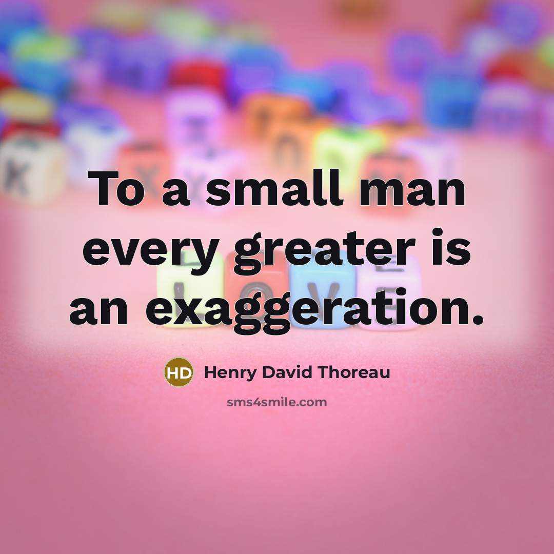“To a small man every greater is an exaggeration.” quote by Henry David Thoreau