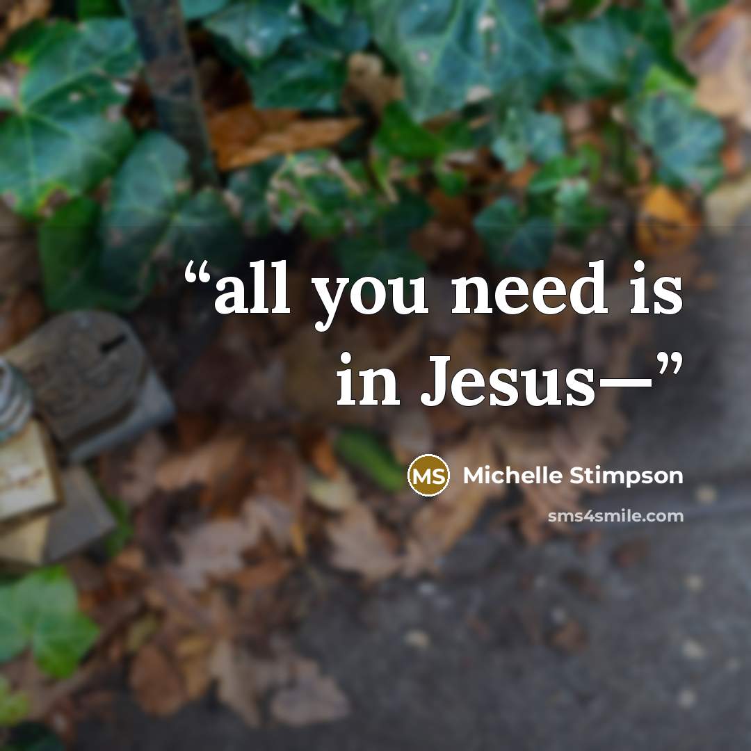 “all you need is in Jesus—” quote by Michelle Stimpson