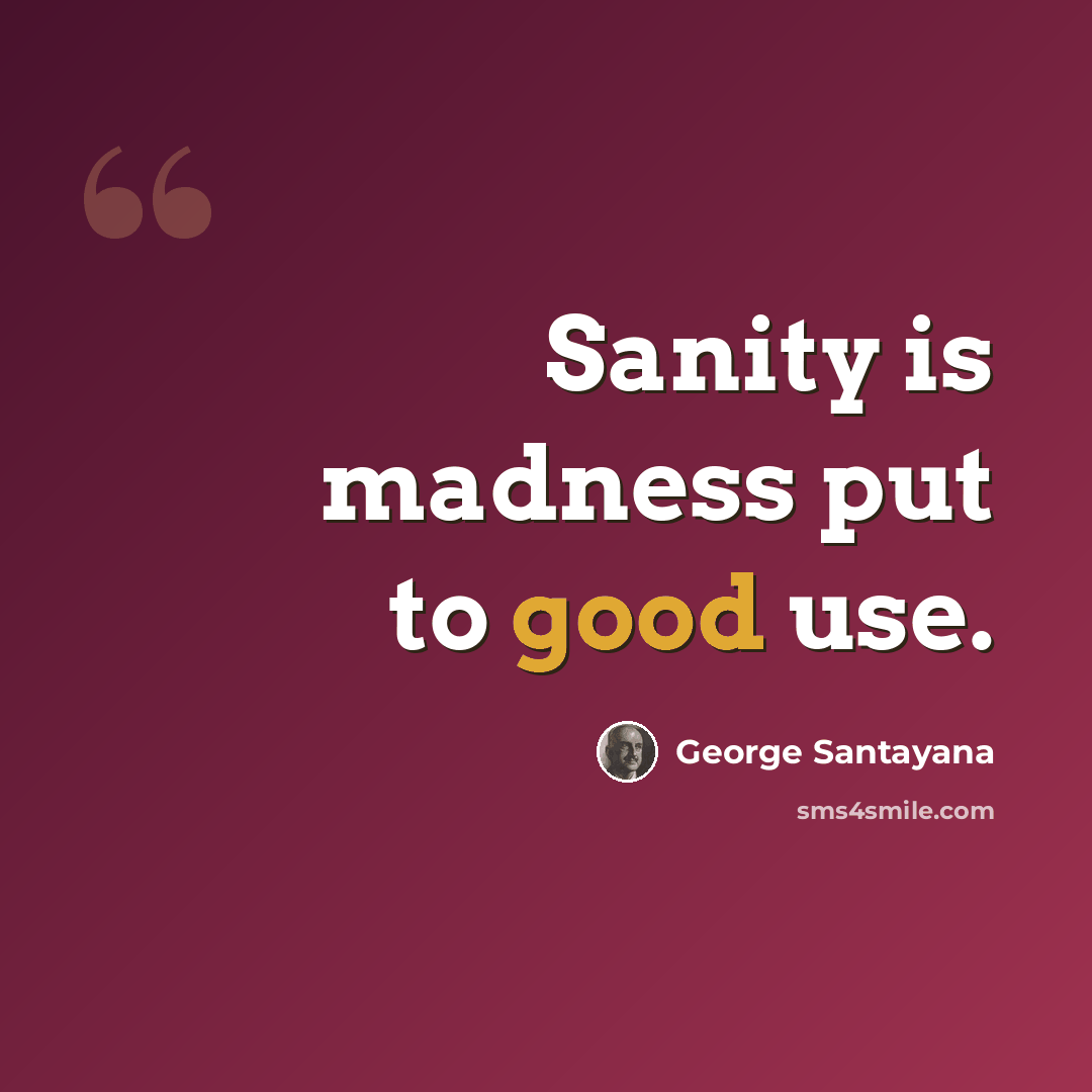 “Sanity is madness put to good use.” quote by George Santayana