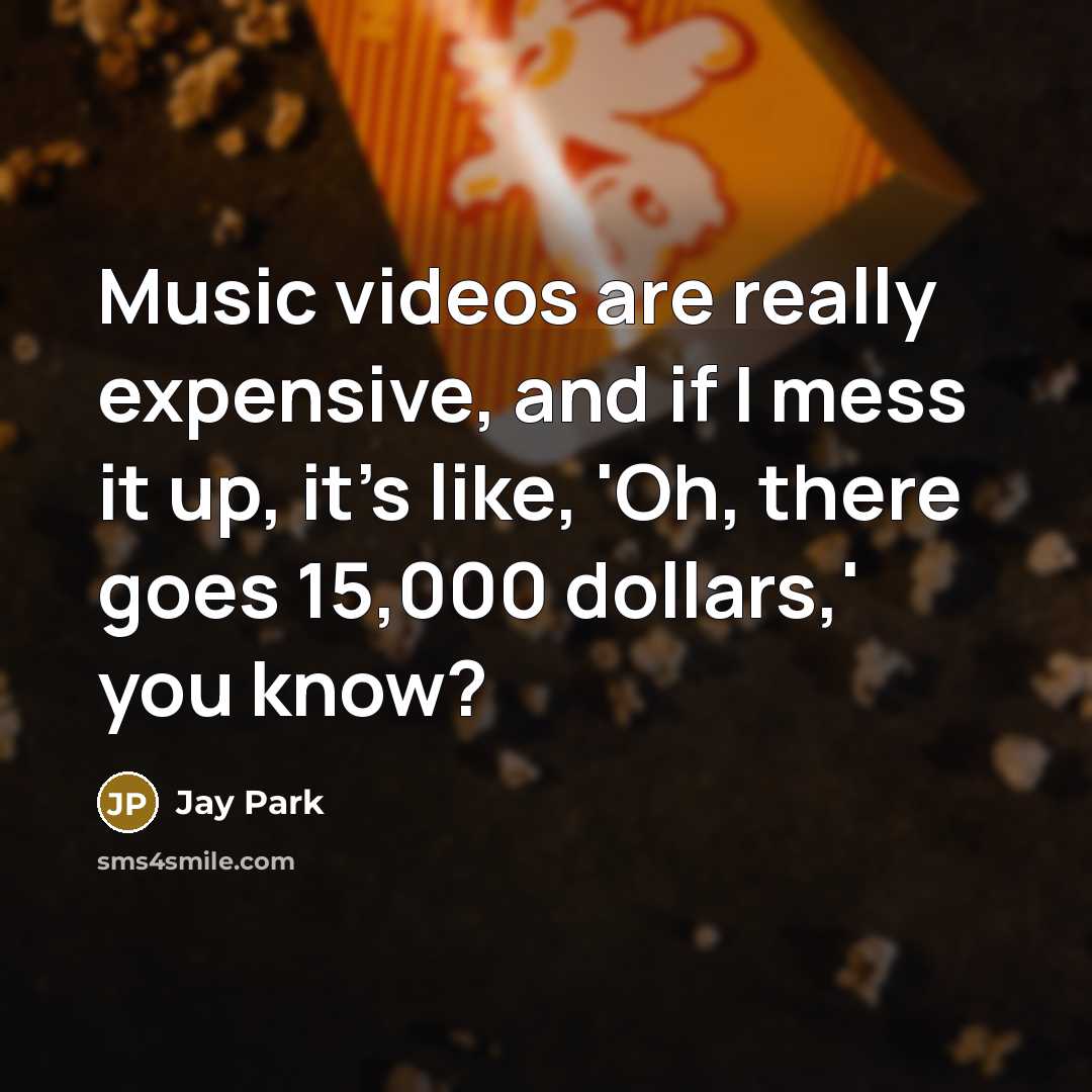 “Music videos are really expensive, and if I mess it up, it's like, 'Oh, there goes 15,000 dollars,' you know?” quote by Jay Park