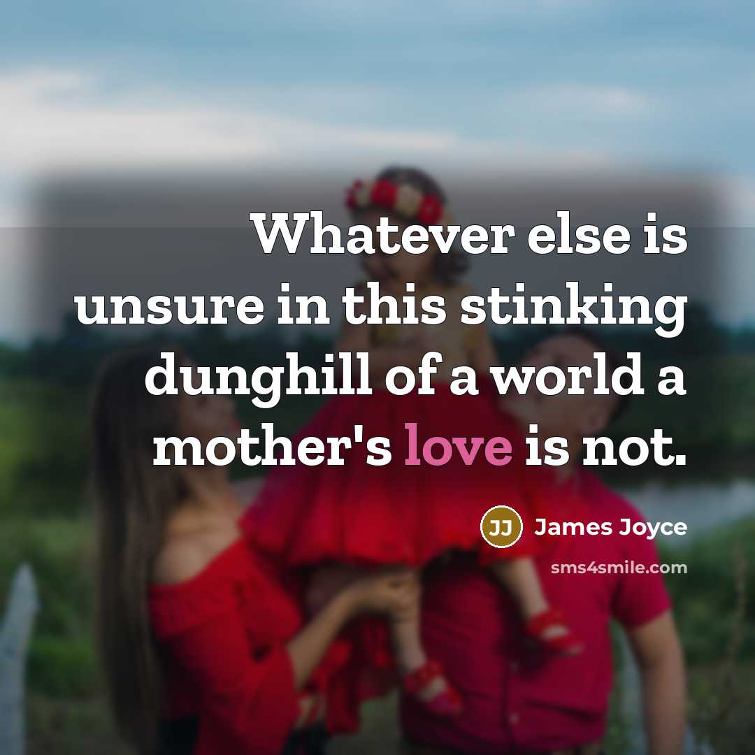 “Whatever else is unsure in this stinking dunghill of a world a mother's love is not.” quote by James Joyce