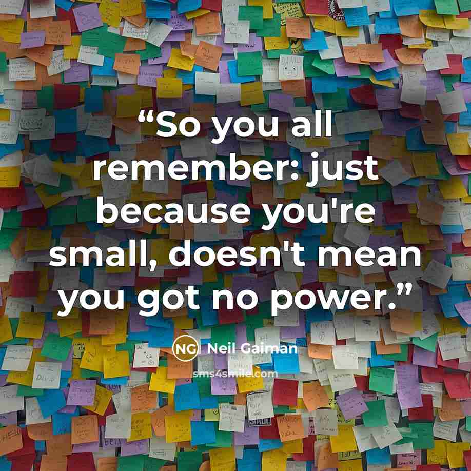 “So you all remember: just because you're small, doesn't mean you got no power.” quote by Neil Gaiman