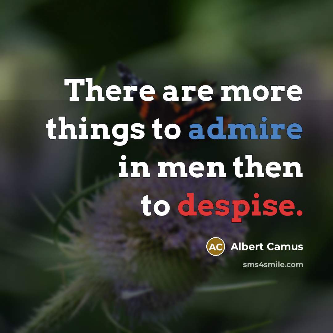“There are more things to admire in men then to despise.” quote by Albert Camus