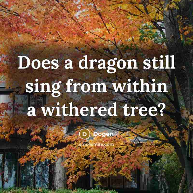 “Does a dragon still sing from within a withered tree?” quote by Dogen