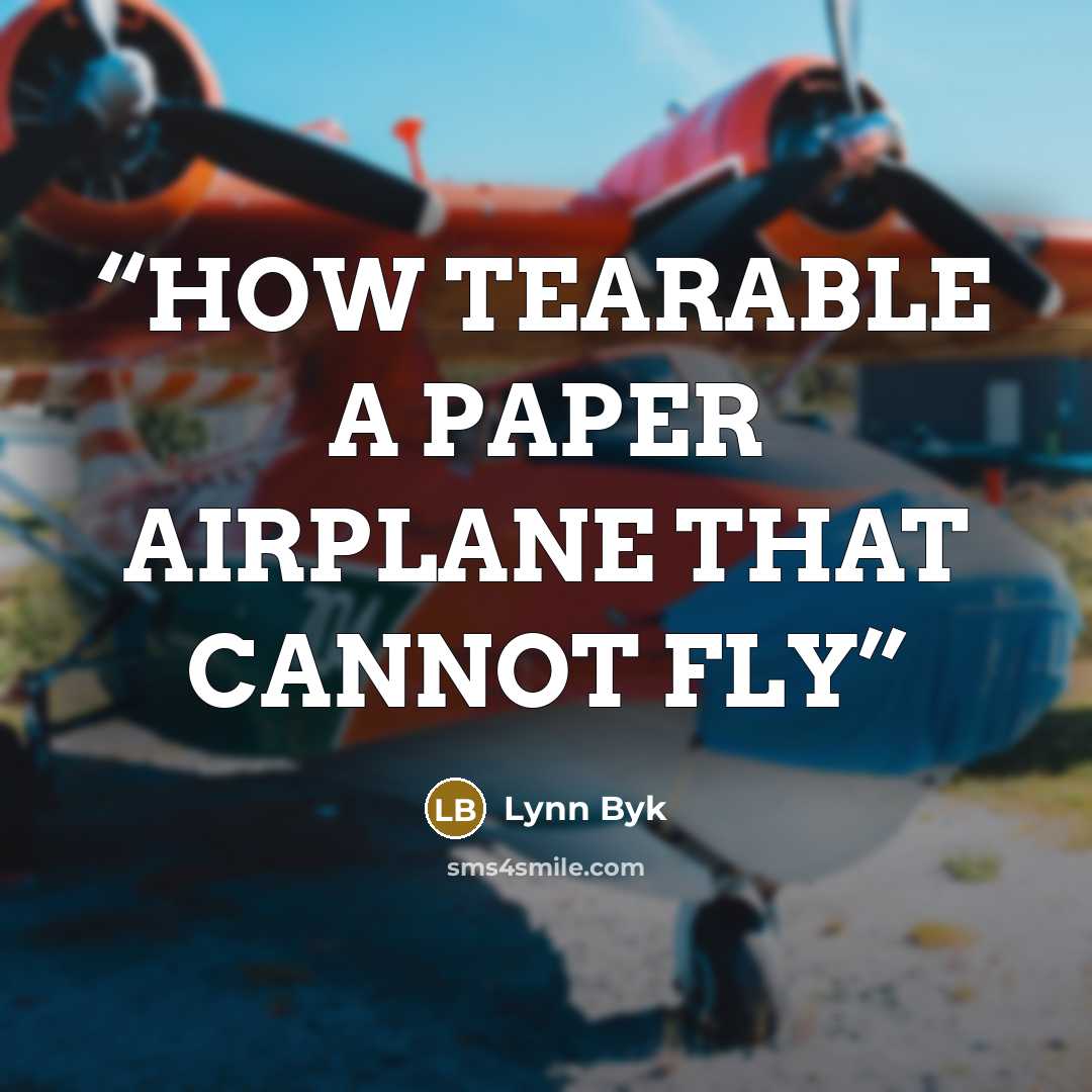 “HOW TEARABLE A PAPER AIRPLANE THAT CANNOT FLY” quote by Lynn Byk