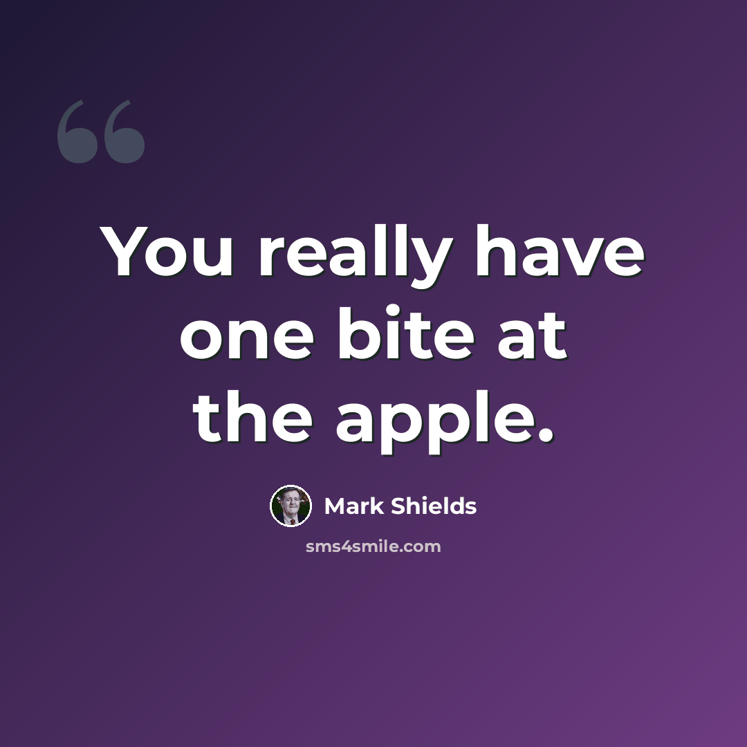 “You really have one bite at the apple.” quote by Mark Shields