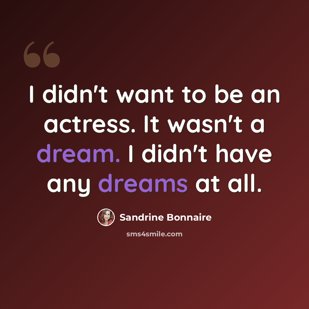 “I didn't want to be an actress. It wasn't a dream. I didn't have any dreams at all.” quote by Sandrine Bonnaire