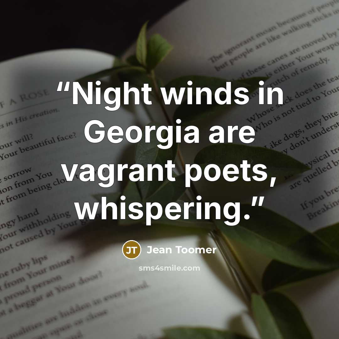“Night winds in Georgia are vagrant poets, whispering.” quote by Jean Toomer