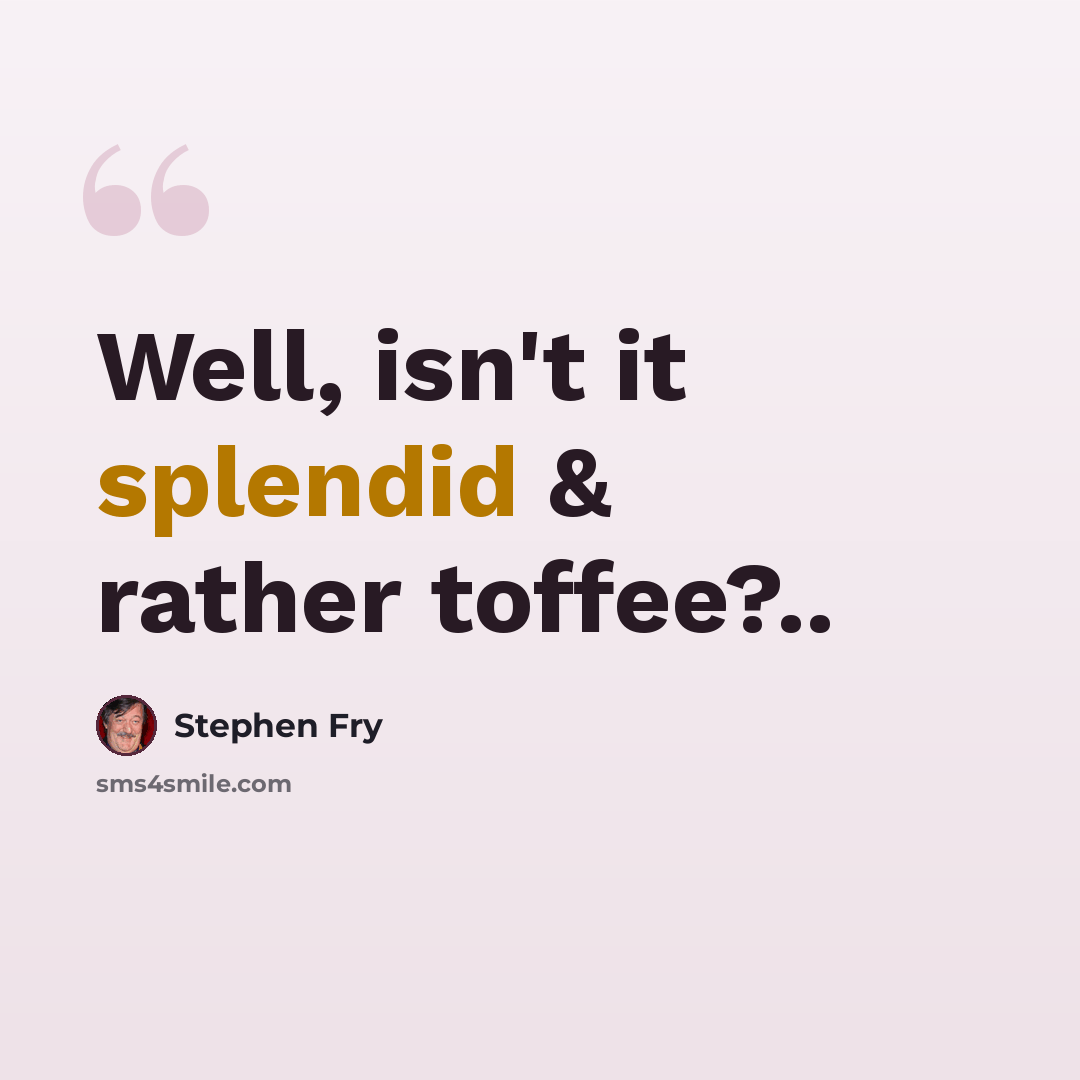 “Well, isn't it splendid & rather toffee?..” quote by Stephen Fry