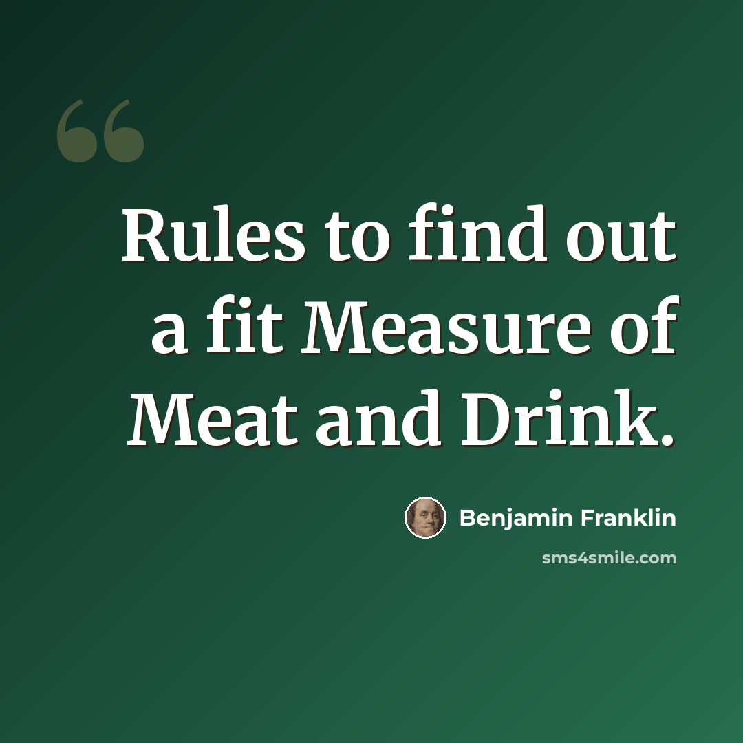 “Rules to find out a fit Measure of Meat and Drink.” quote by Benjamin Franklin