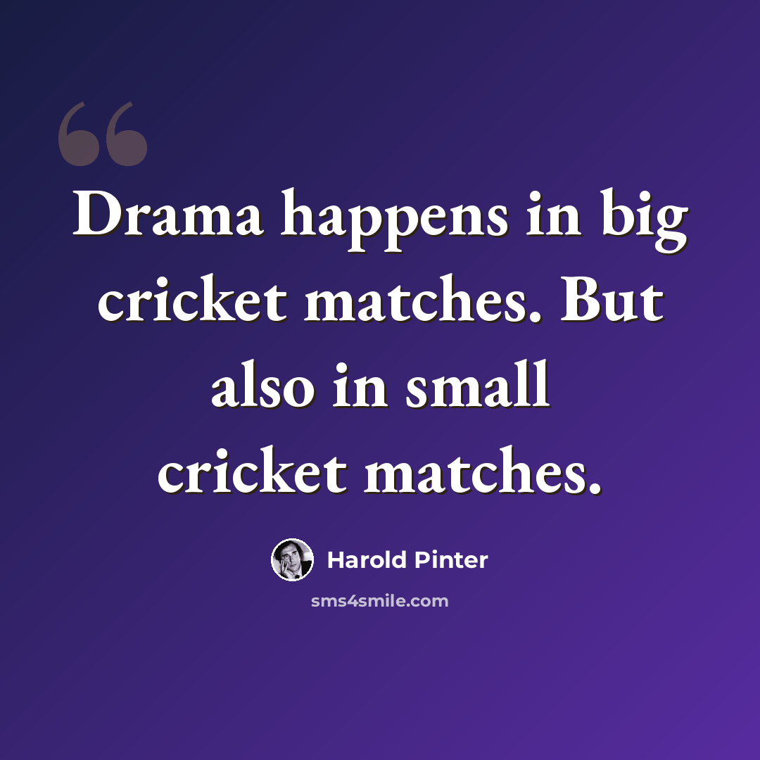“Drama happens in big cricket matches. But also in small cricket matches.” quote by Harold Pinter