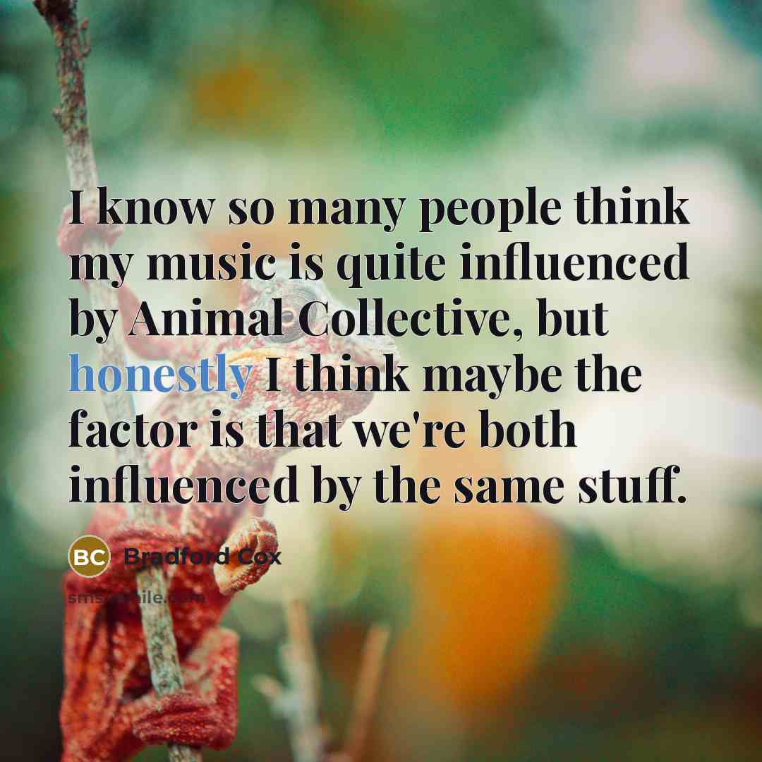 “I know so many people think my music is quite influenced by Animal Collective, but honestly I think maybe the factor is that we're both influenced by the same stuff.” quote by Bradford Cox