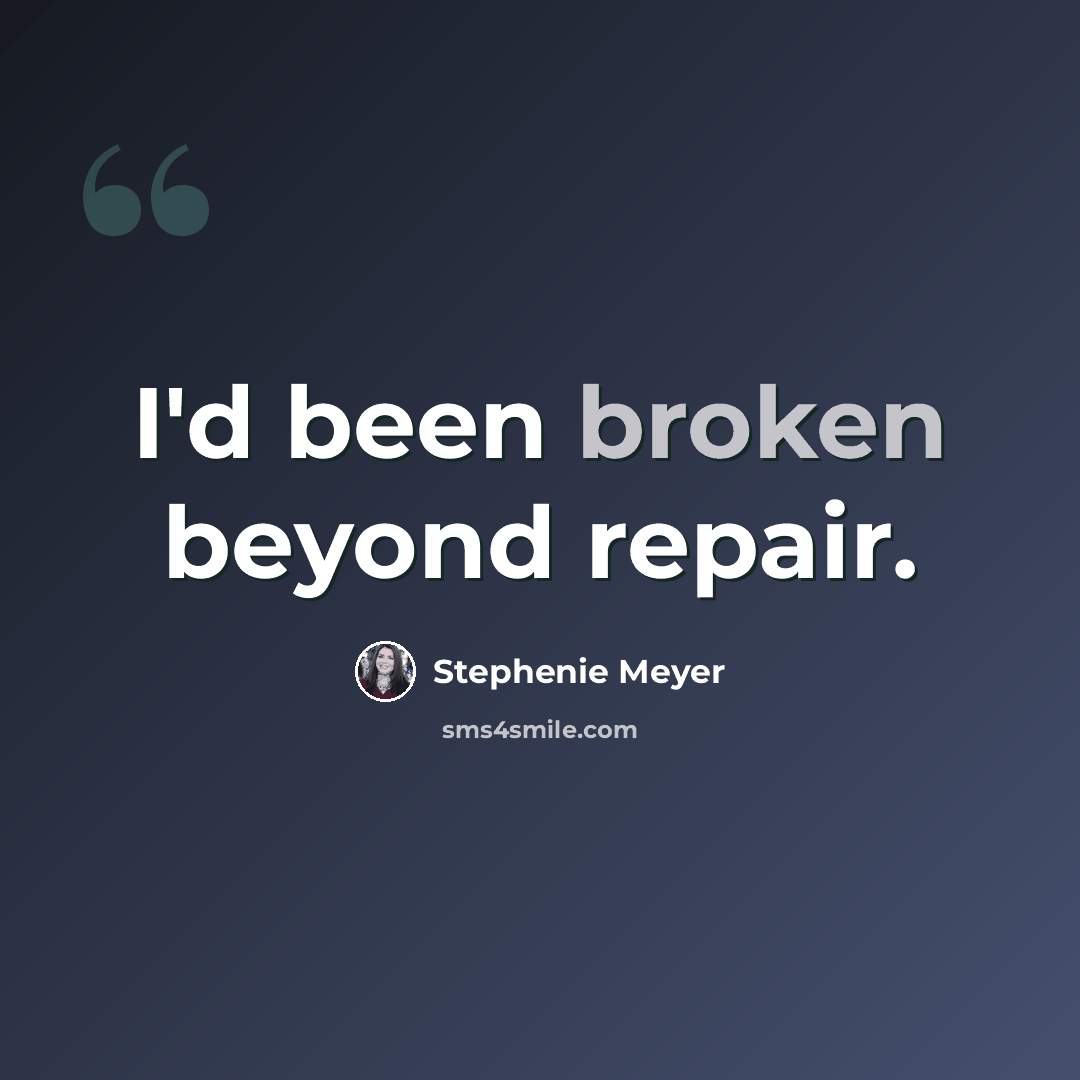 “I'd been broken beyond repair.” quote by Stephenie Meyer