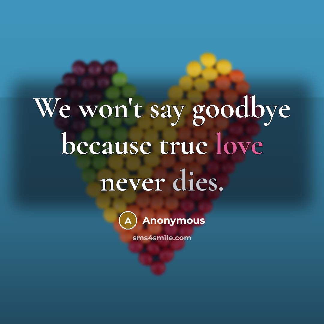 “We won't say goodbye because true love never dies.” quote by Anonymous