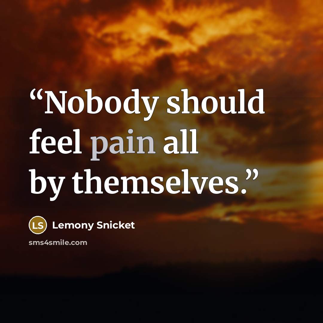 “Nobody should feel pain all by themselves.” quote by Lemony Snicket
