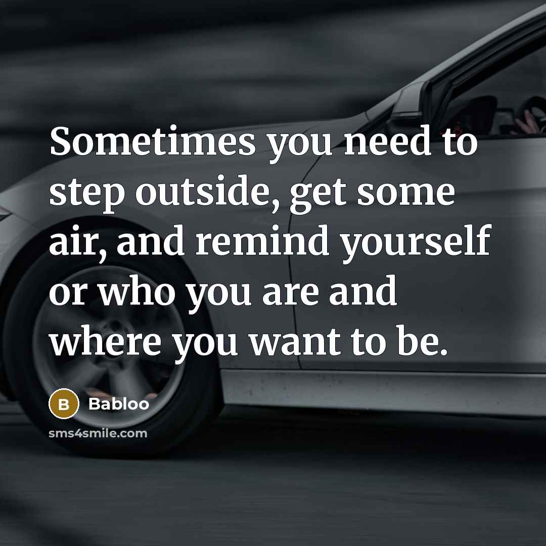 “Sometimes you need to step outside, get some air, and remind yourself or who you are and where you want to be.” quote by Babloo