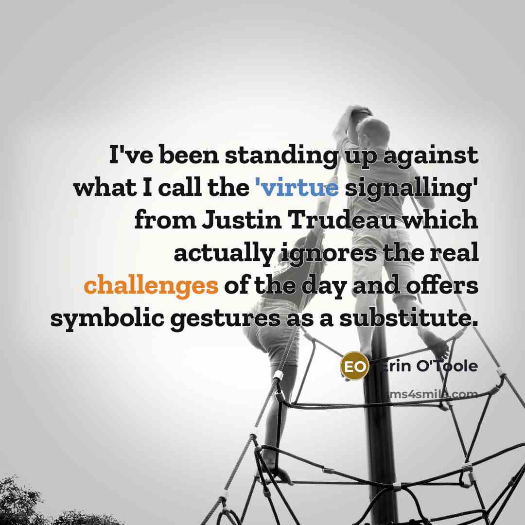 “I've been standing up against what I call the 'virtue signalling' from Justin Trudeau which actually ignores the real challenges of the day and offers symbolic gestures as a substitute.” quote by Erin O'Toole