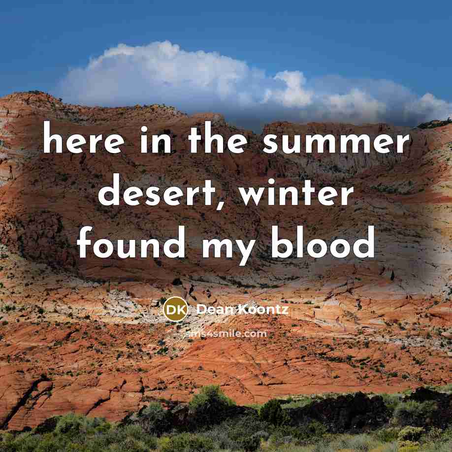“here in the summer desert, winter found my blood” quote by Dean Koontz