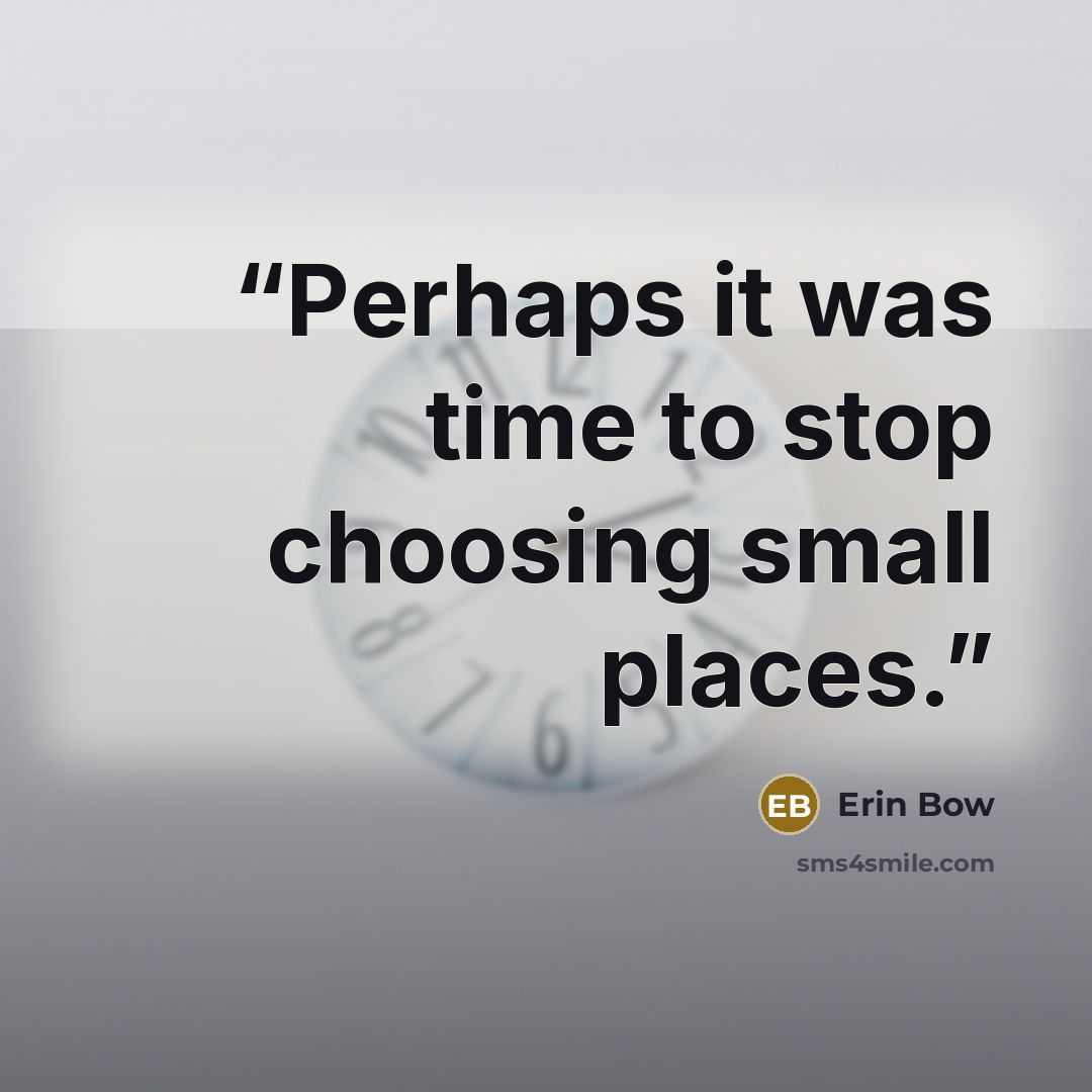 “Perhaps it was time to stop choosing small places.” quote by Erin Bow