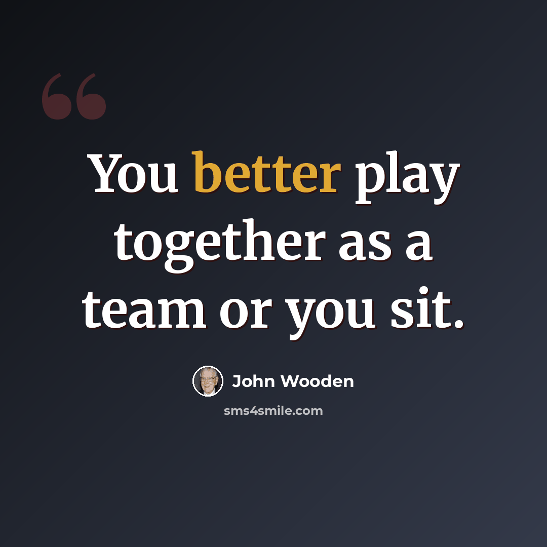 “You better play together as a team or you sit.” quote by John Wooden