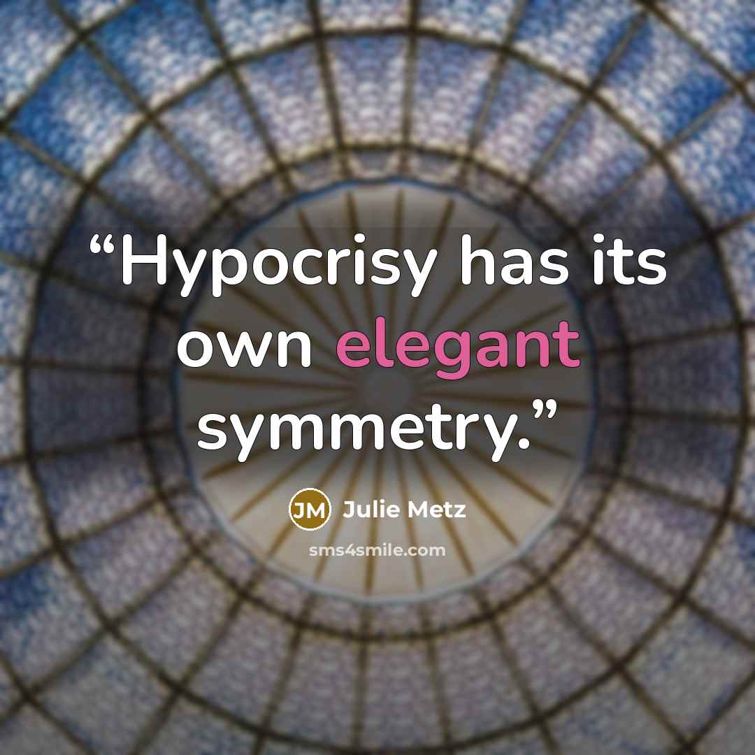 “Hypocrisy has its own elegant symmetry.” quote by Julie Metz