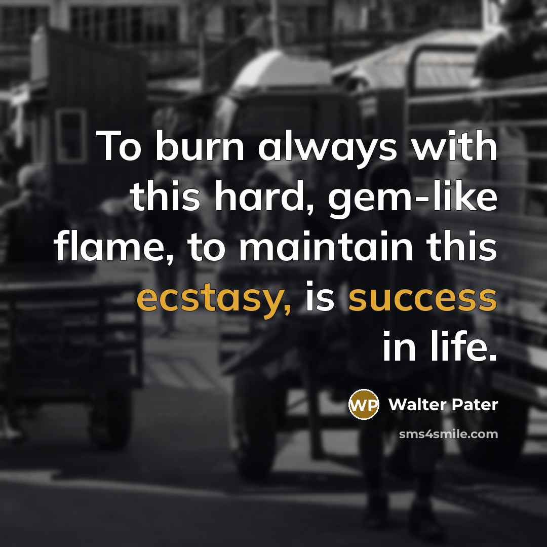 “To burn always with this hard, gem-like flame, to maintain this ecstasy, is success in life.” quote by Walter Pater