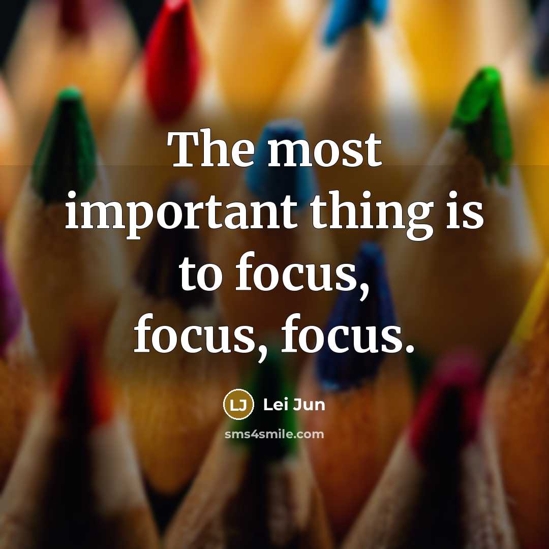 “The most important thing is to focus, focus, focus.” quote by Lei Jun