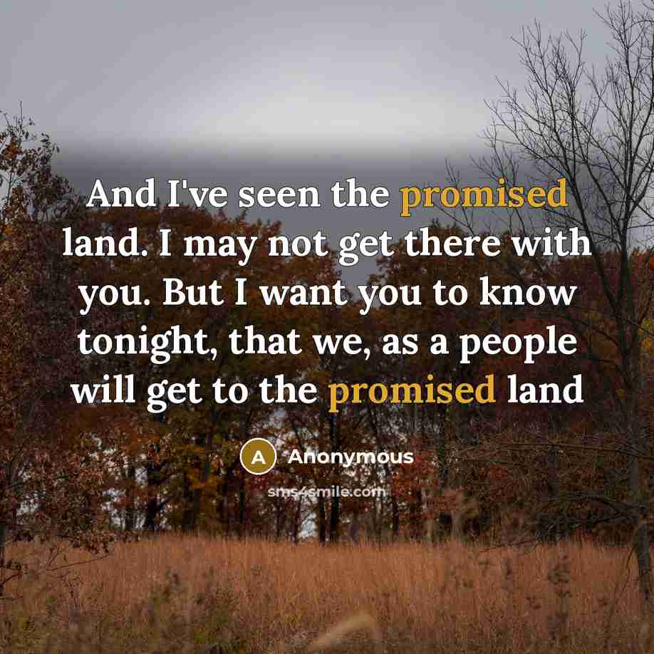 “And I've seen the promised land. I may not get there with you. But I want you to know tonight, that we, as a people will get to the promised land” quote by Anonymous