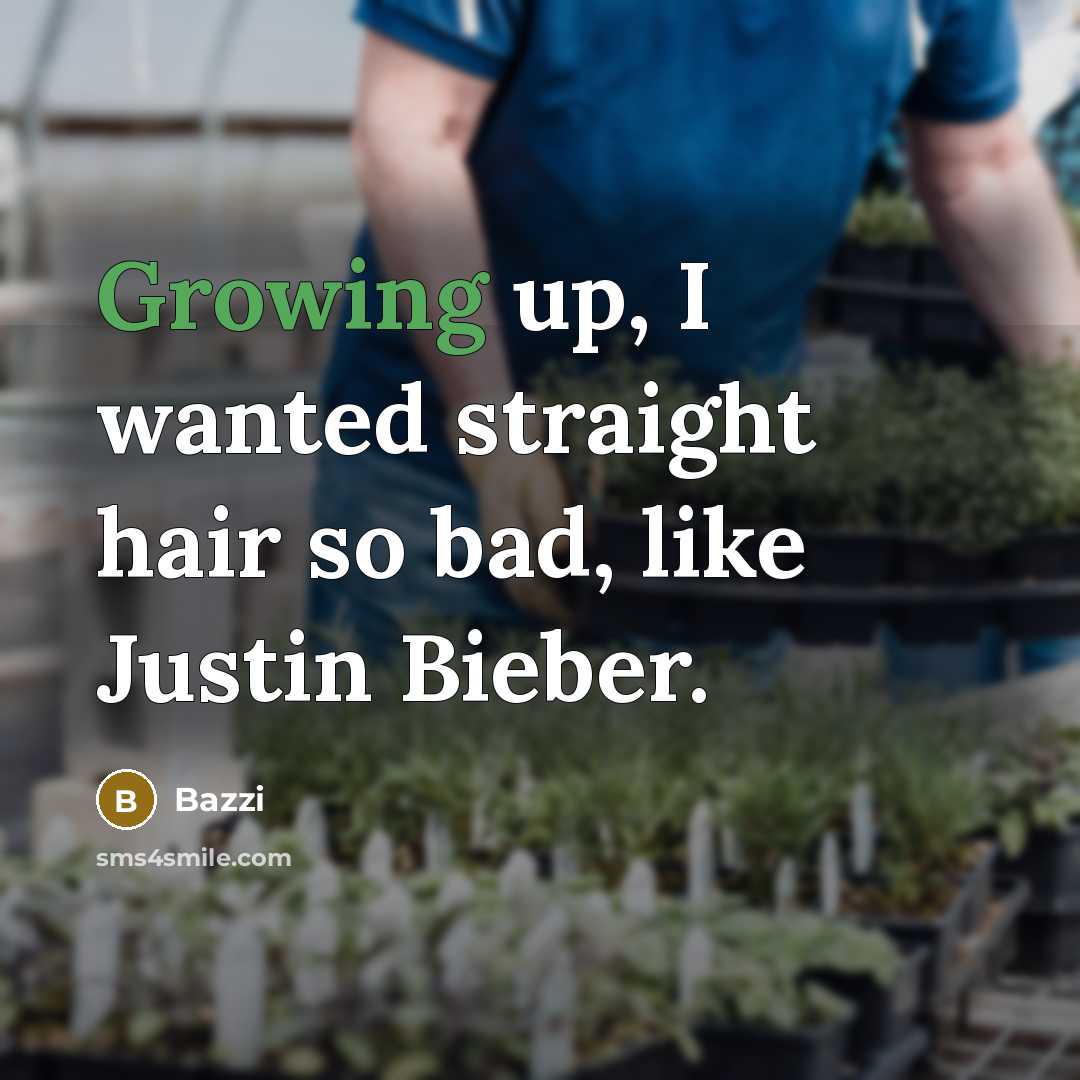 “Growing up, I wanted straight hair so bad, like Justin Bieber.” quote by Bazzi