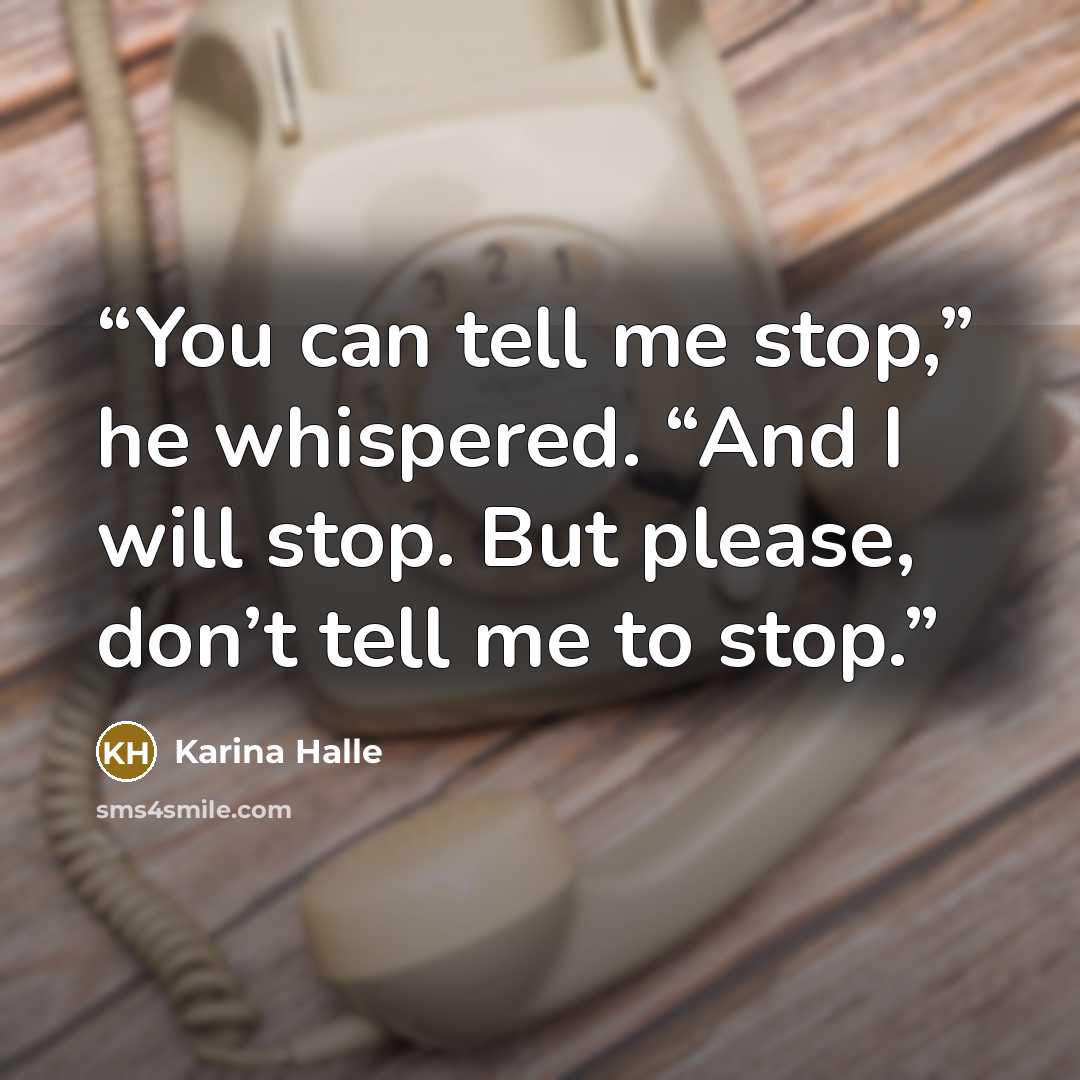 “You can tell me stop,” he whispered. “And I will stop. But please, don’t tell me to stop.” quote by Karina Halle