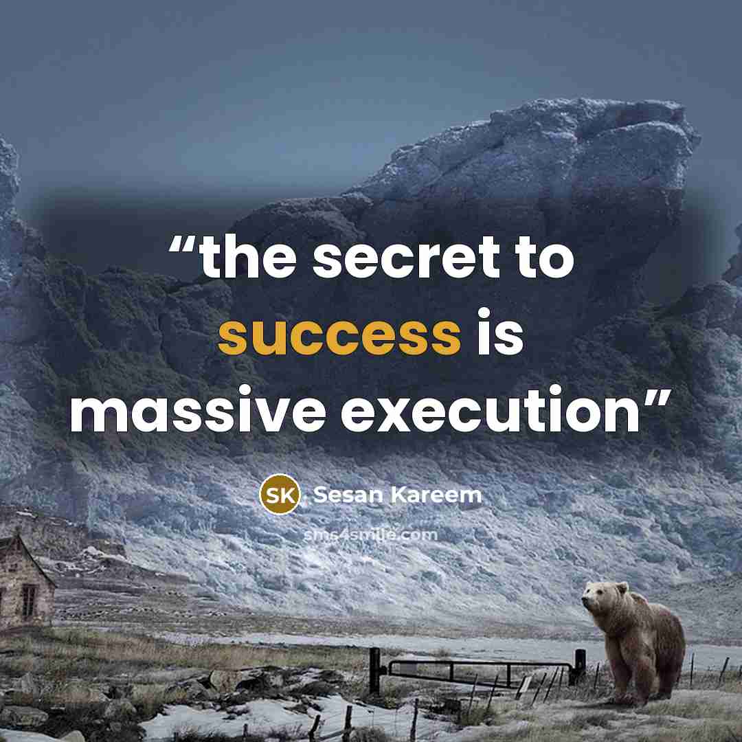 “the secret to success is massive execution” quote by Sesan Kareem
