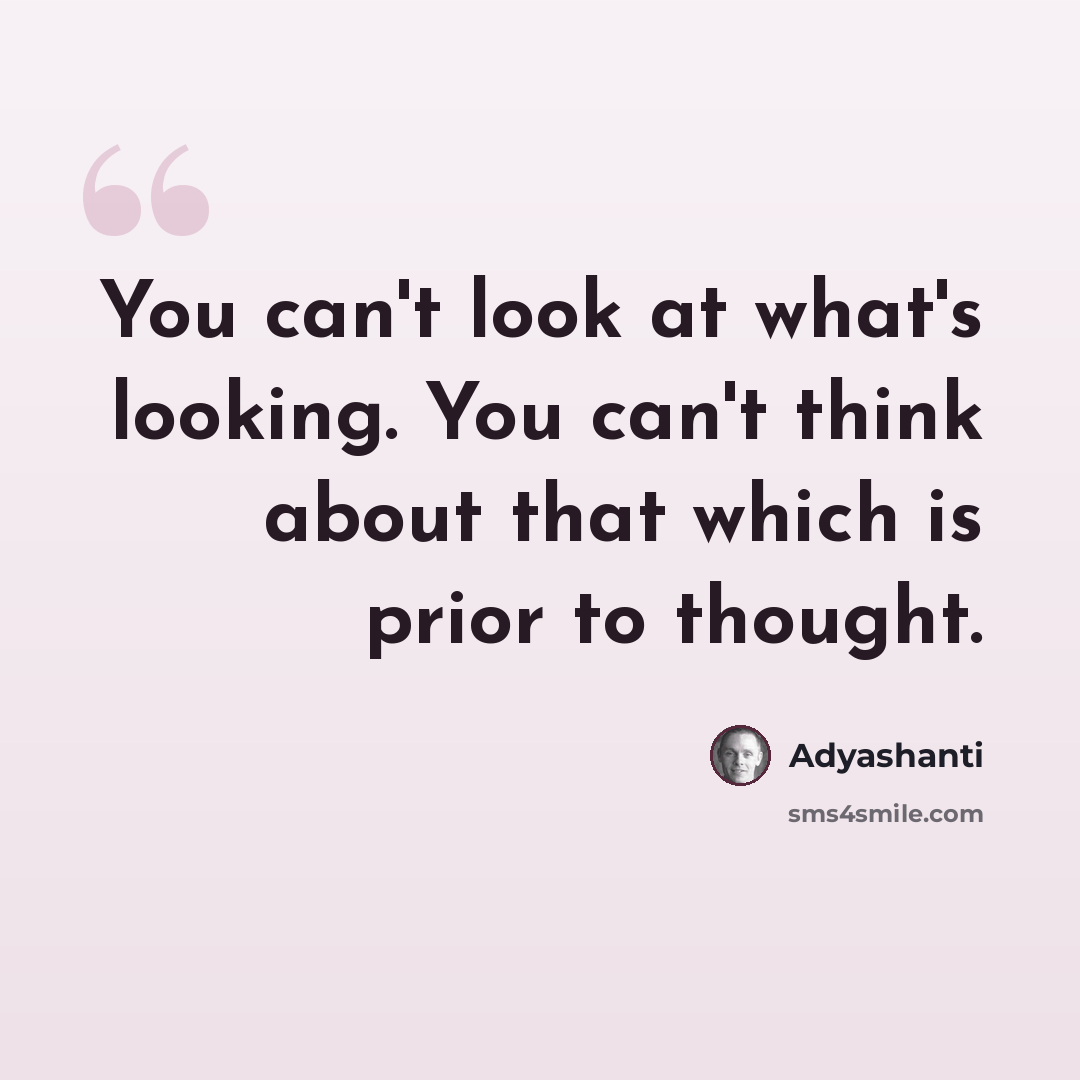 “You can't look at what's looking. You can't think about that which is prior to thought.” quote by Adyashanti