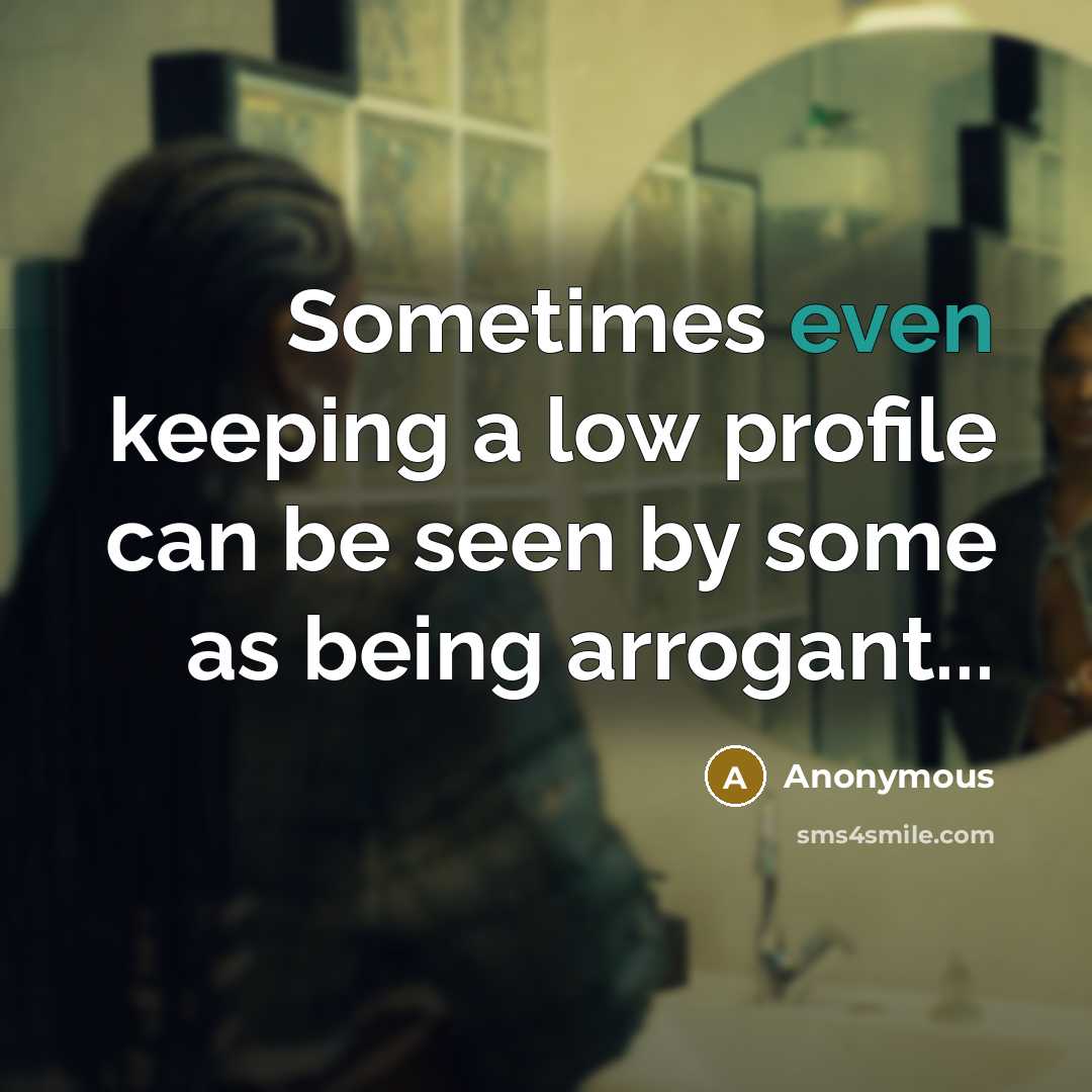 “Sometimes even keeping a low profile can be seen by some as being arrogant...” quote by Anonymous