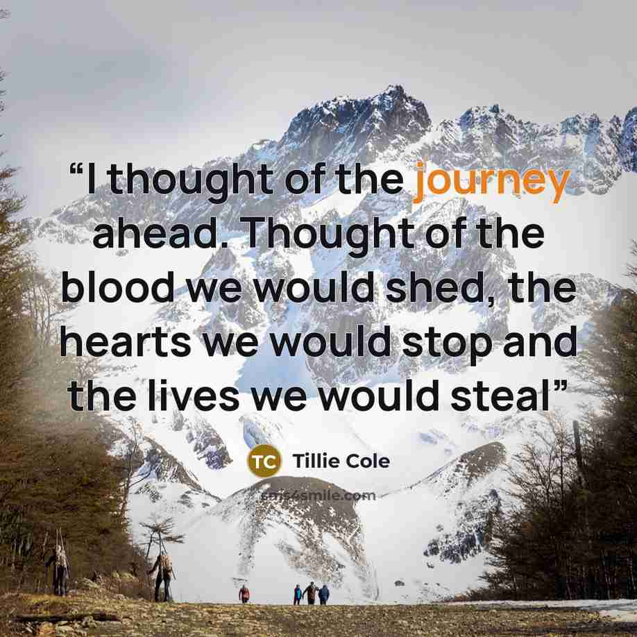 “I thought of the journey ahead. Thought of the blood we would shed, the hearts we would stop and the lives we would steal” quote by Tillie Cole