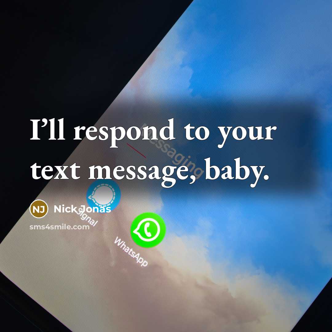 “I’ll respond to your text message, baby.” quote by Nick Jonas