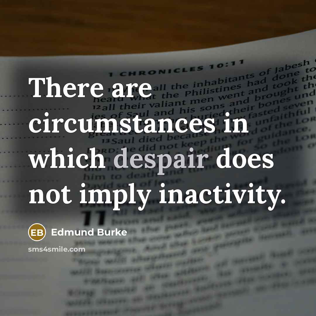 “There are circumstances in which despair does not imply inactivity.” quote by Edmund Burke