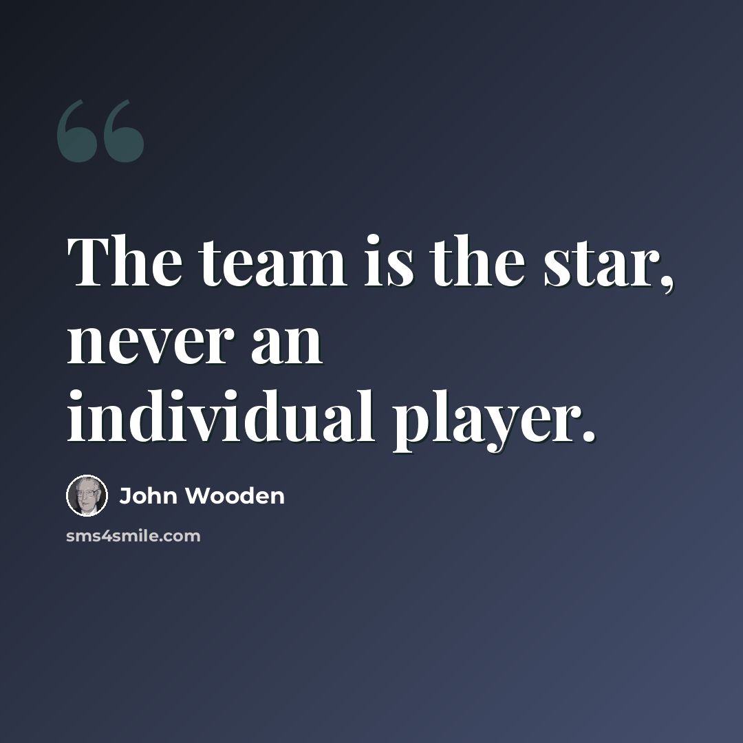 “The team is the star, never an individual player.” quote by John Wooden