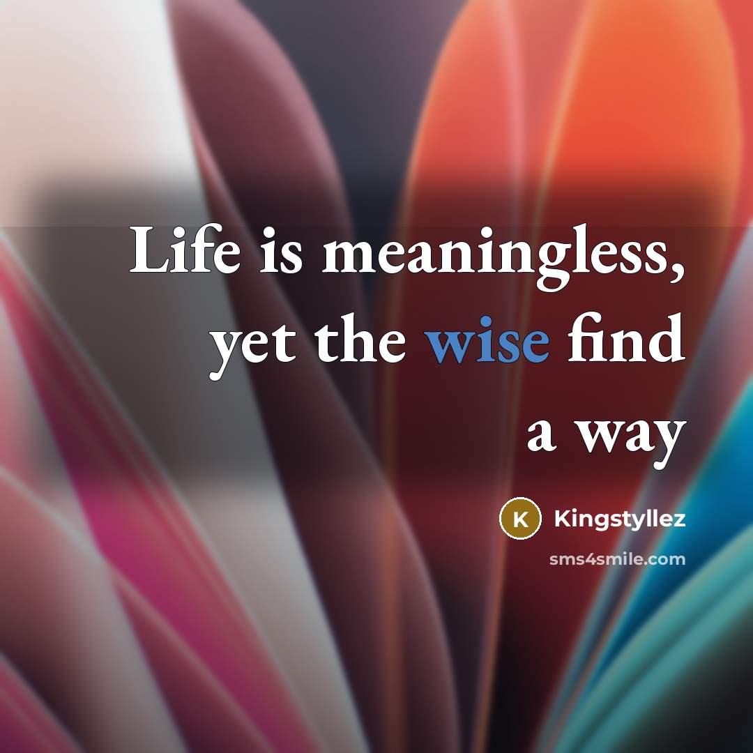 “Life is meaningless, yet the wise find a way” quote by Kingstyllez